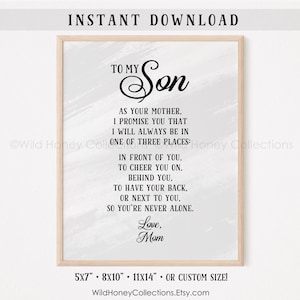 Afdrukbaar gedicht voor mijn zoon, cadeau moeder op zoon, afdrukbaar wanddecor, wenskaart, INSTANT DIGITALE DOWNLOAD