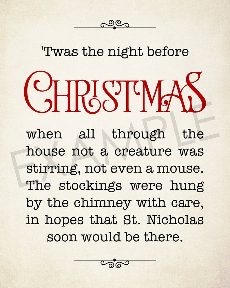 Twas the Night Before Christmas Print Christmas Printable - Etsy