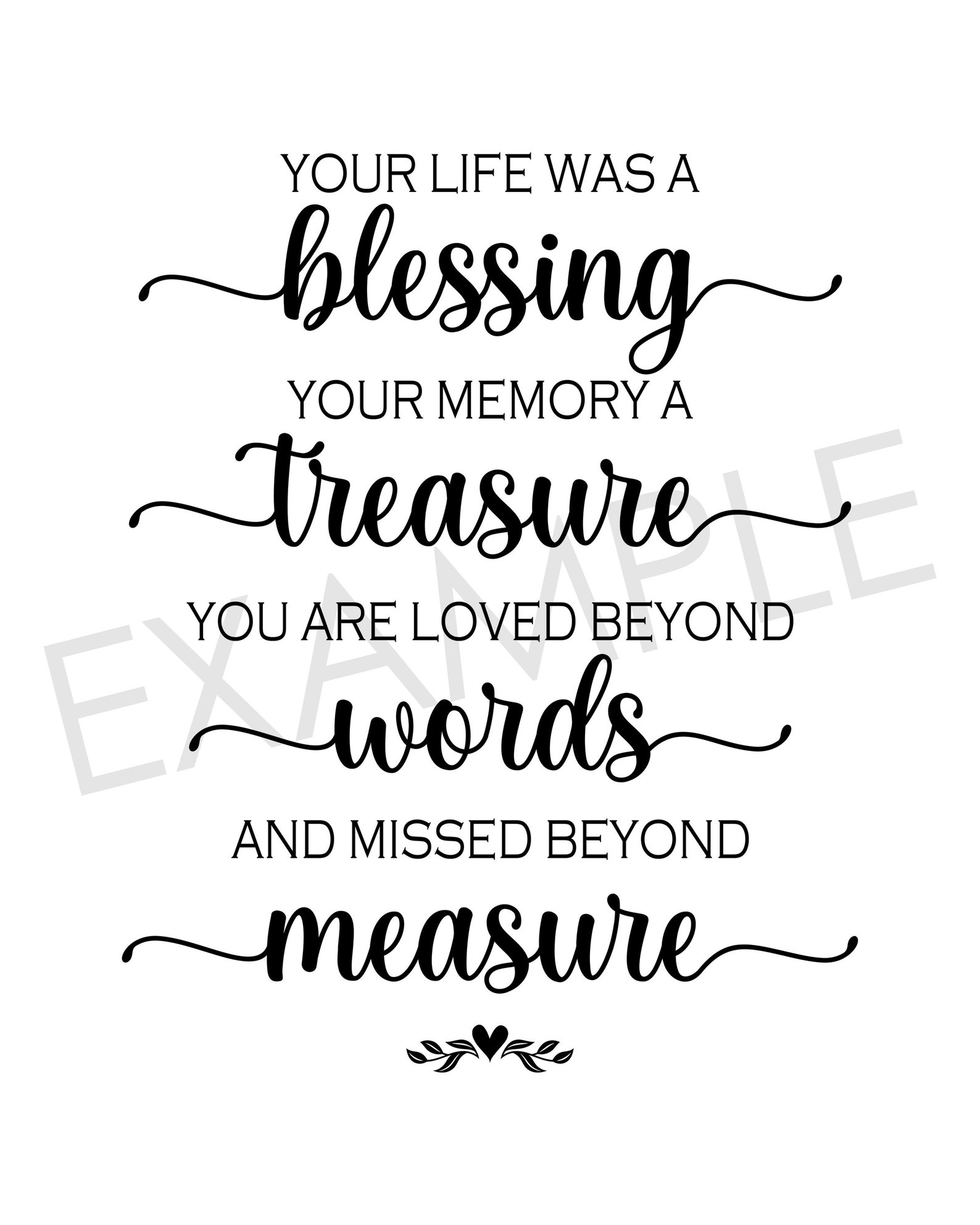 Your Life Was A Blessing Your Memory A Treasure Printable Etsy