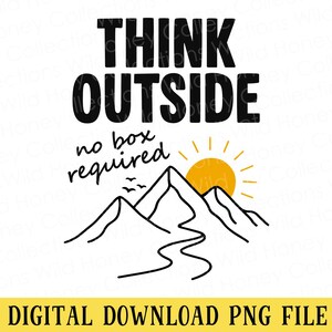 Tänk utanför ramarna, bergsolnedgång, motiverande PNG | DIGITAL NEDLADDNING