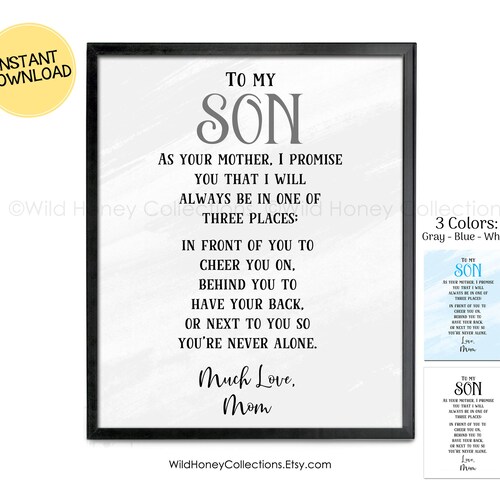 To My Son Printable Poem Mother to Son Gift Printable Wall Etsy