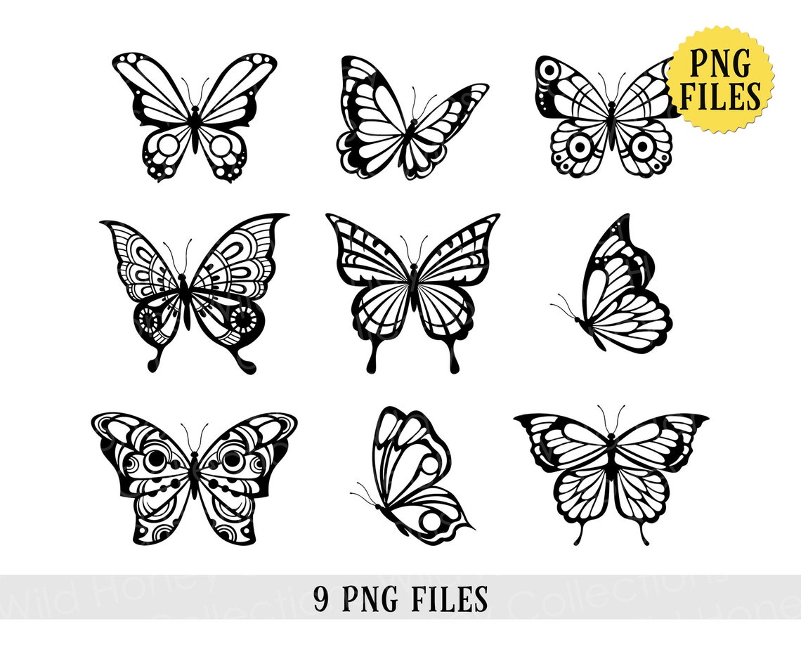 Butterflies PNG Files Butterfly Silhouette Butterfly - Etsy