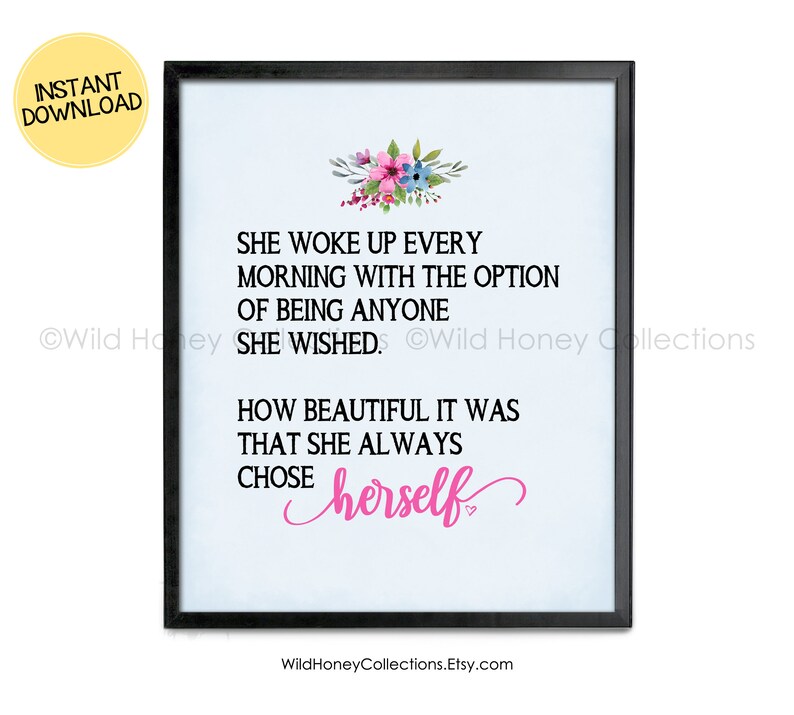 She Always Chose Herself Printable Decor Inspirational | Etsy