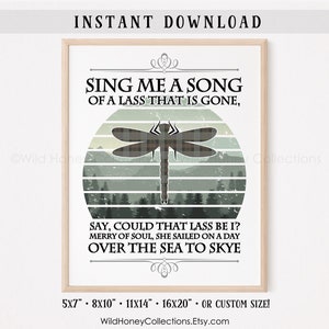 Sing Me A Song of a Lass That Is Gone, Fraser's Ridge, Libelle, Tartan, Schottisch, Outlander, druckbares Dekor, SOFORTIGER DIGITALER DOWNLOAD