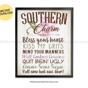 Southern Sayings Southern Quotes Printable Wall Art - Etsy