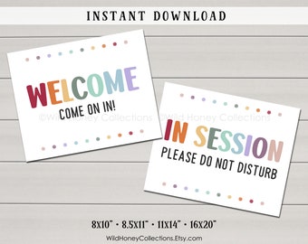 In Session, Do Not Disturb, Welcome, Come on In, Printable Signs, Door Hanger, INSTANT DIGITAL DOWNLOAD