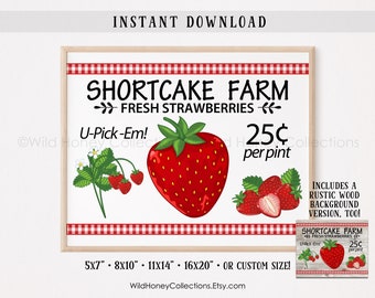 Vintage Strawberry Farm Print | Kitchen Wall Art | DIGITAL DOWNLOAD