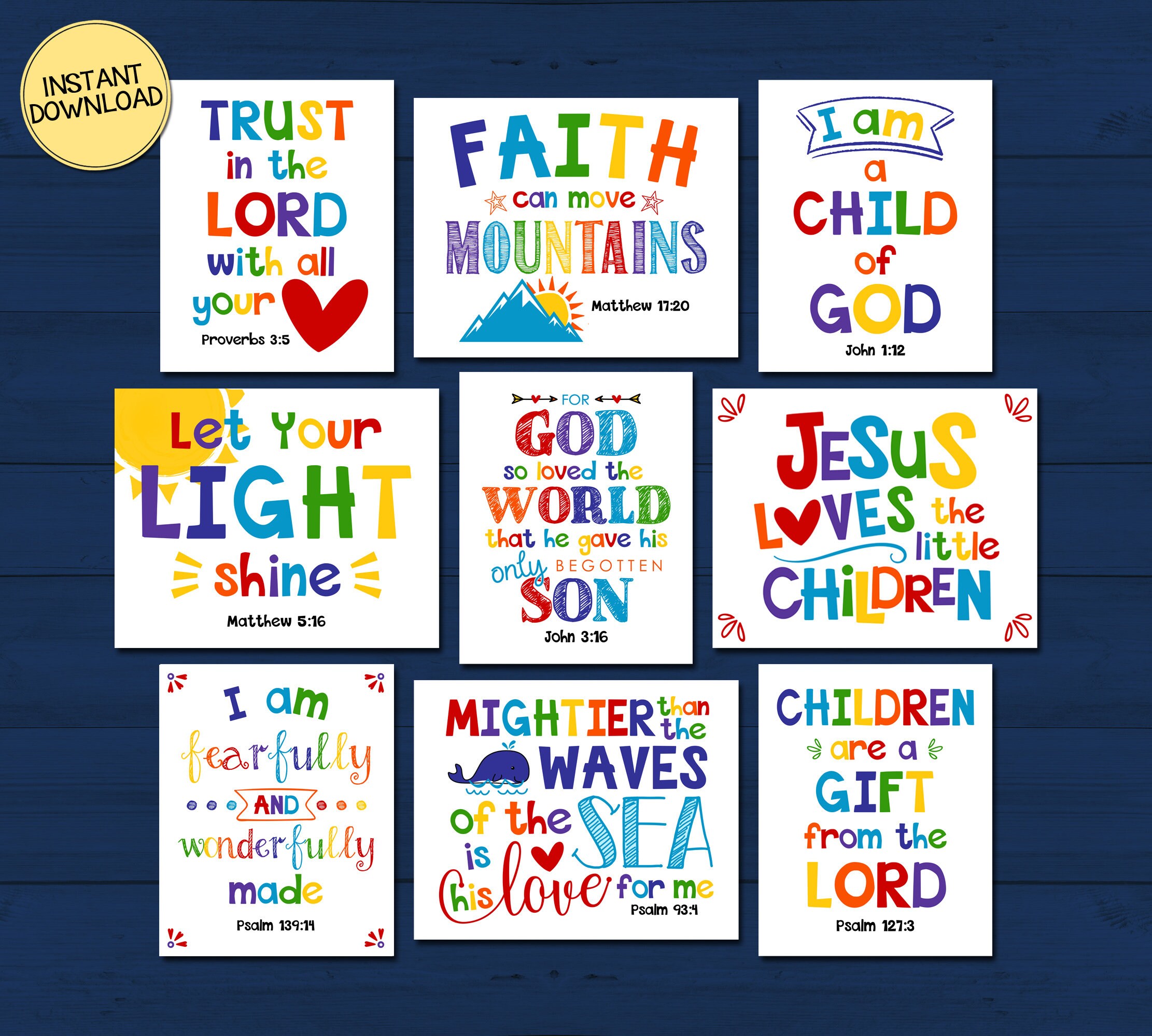 Christian Kids Room Inspirational Printable Wall Art Kids - Etsy Australia