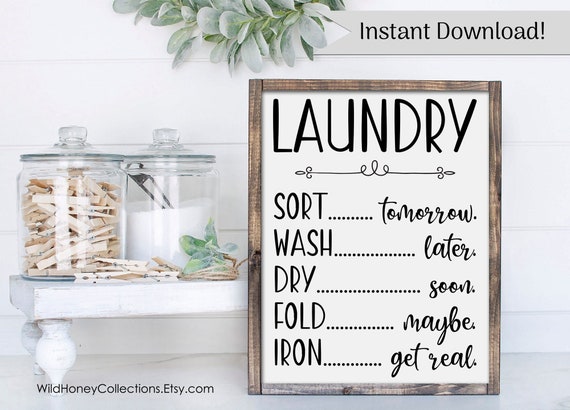 Laundry Room Decor Printable Laundry Room Sign Sort Wash Dry Etsy