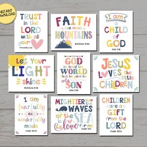 Christian Kids Room Inspirational Printable Wall Art Muted - Etsy