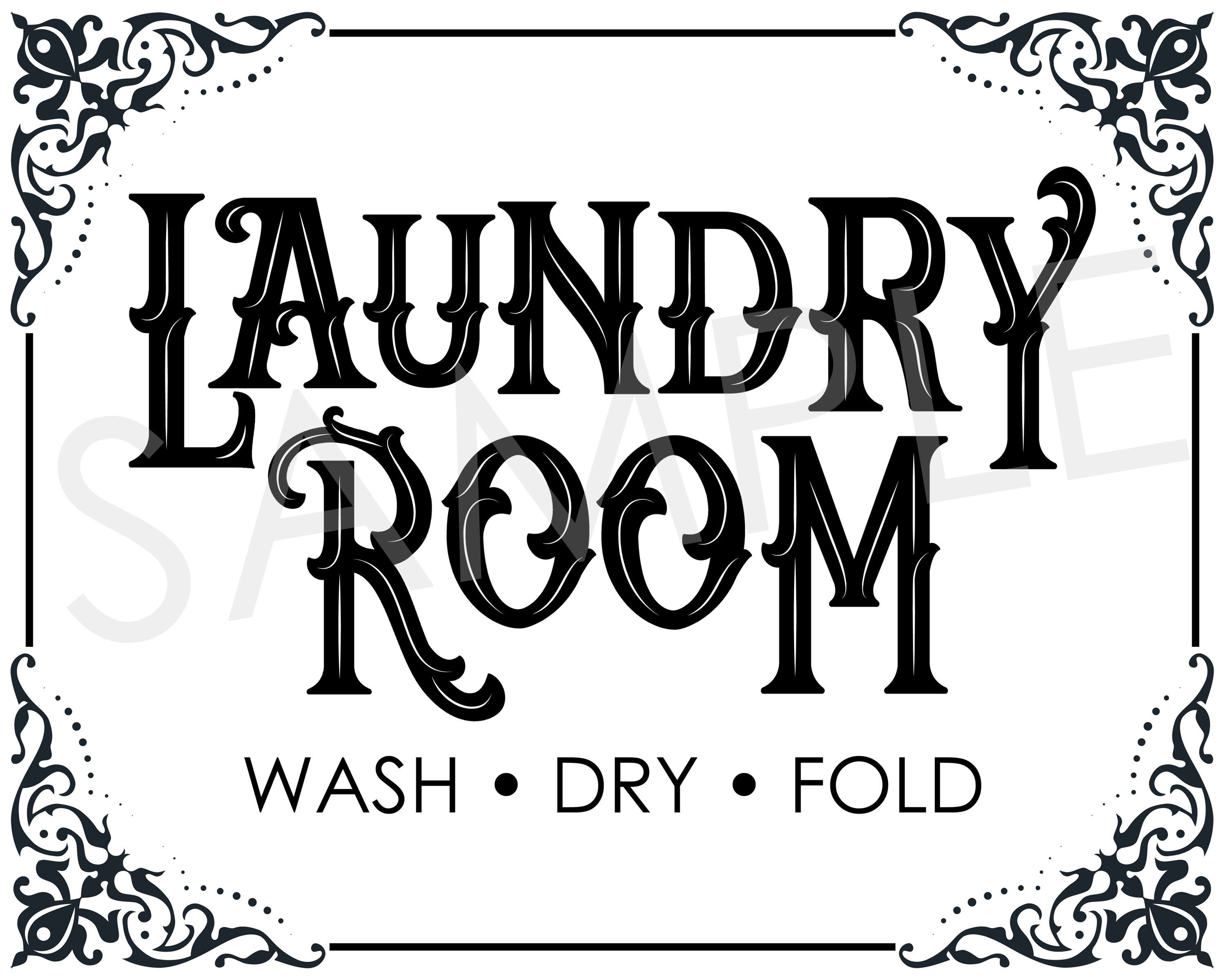 Vintage Laundry Room Sign: Wash Dry Fold Printable (digital Download ...