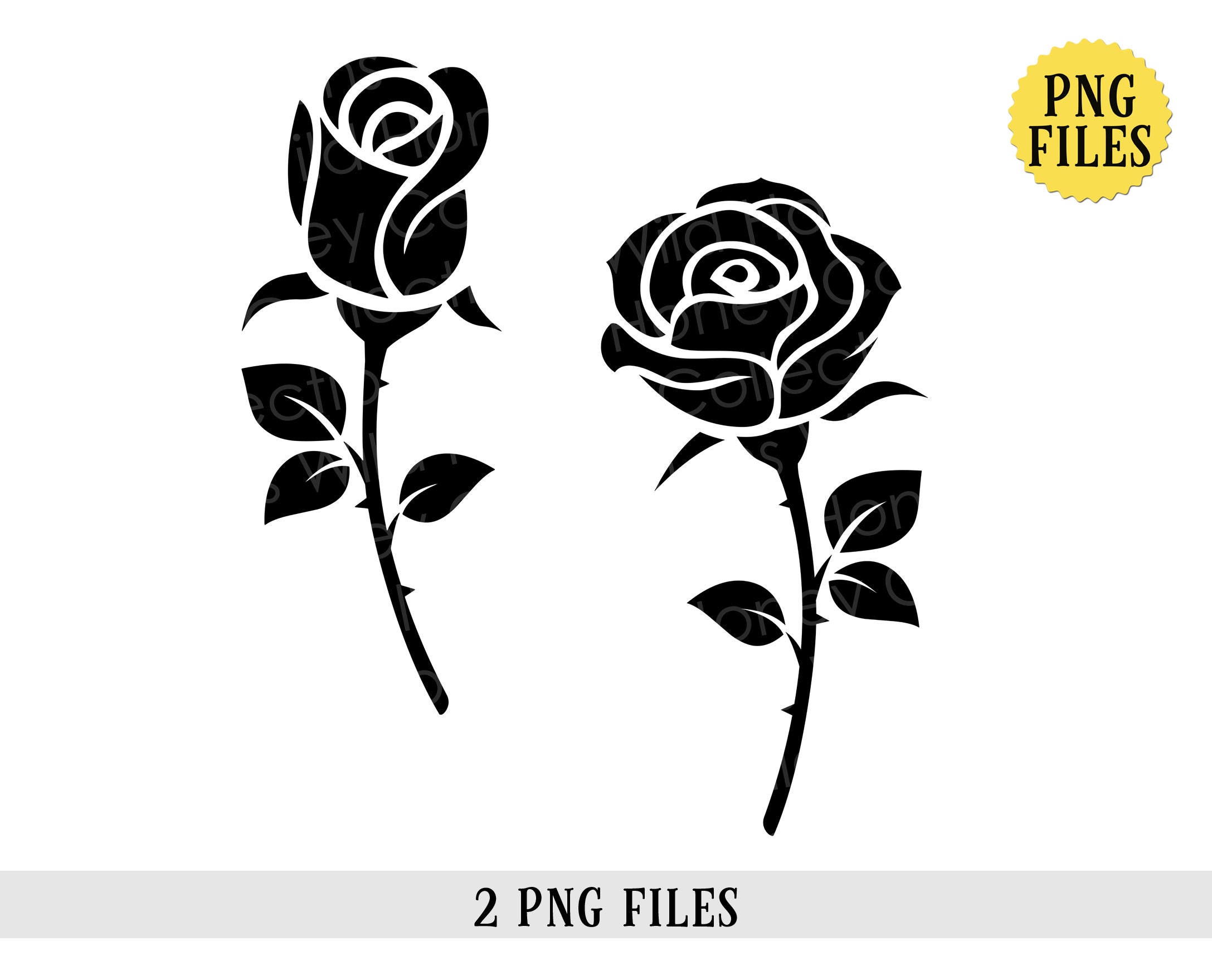 Rose svg,flower svg,bud svg,branche svg,leave svg,rose clipart vector  silhouette cut file cricut stencil file png dxf-JY266