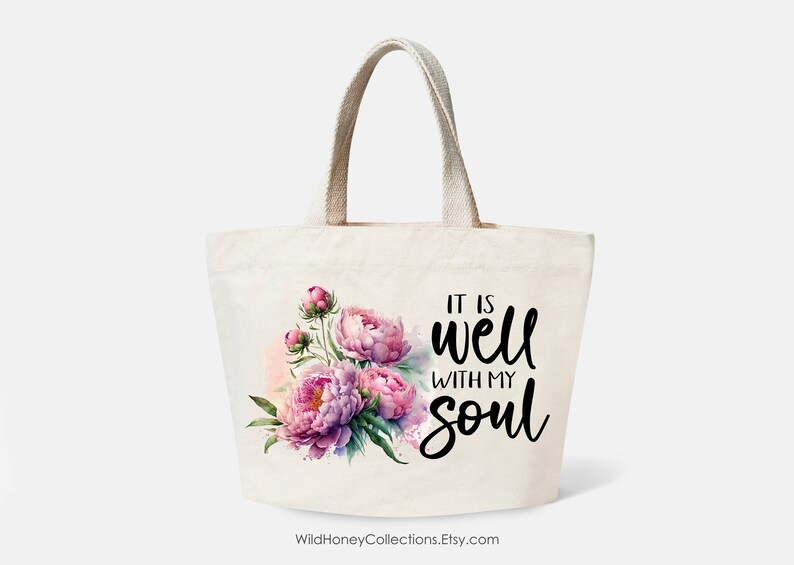 It is Well with my Soul, PNG File, Christian Song, Pink Peonies, Sublimation, INSTANT DOWNLOAD image 3
