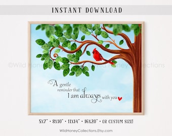 Cardinal On Branch, I Am Always With You, Red Bird, Visitor From Heaven, Cardinal in a Tree, INSTANT DIGITAL DOWNLOAD