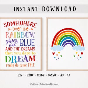 Somewhere Over The Rainbow Printable Wall Art | Girls Room Decor | DIGITAL DOWNLOAD