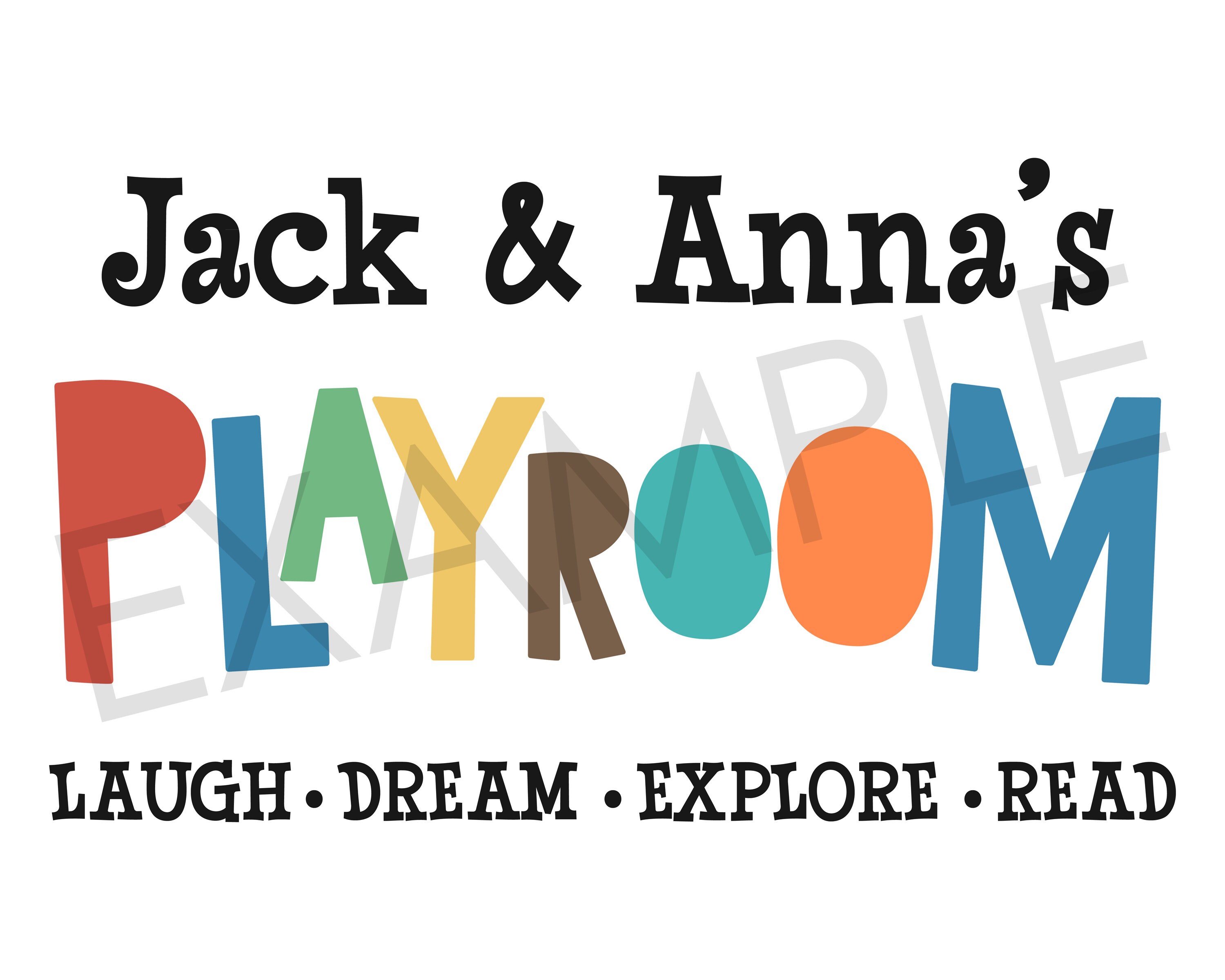 Personalized Playroom Sign, Printable Kids Room Wall Art, Colorful Play ...