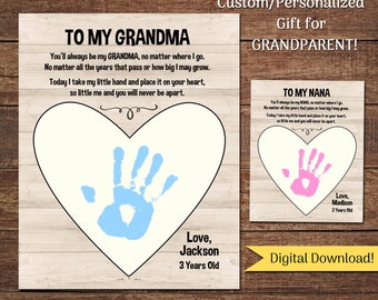 Poema personalizado con huella de mano, regalo para abuelos (descarga digital)