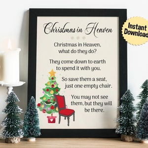 Christmas in Heaven, Christmas Chair, Printable Decor, Grief &amp; Mourning ...