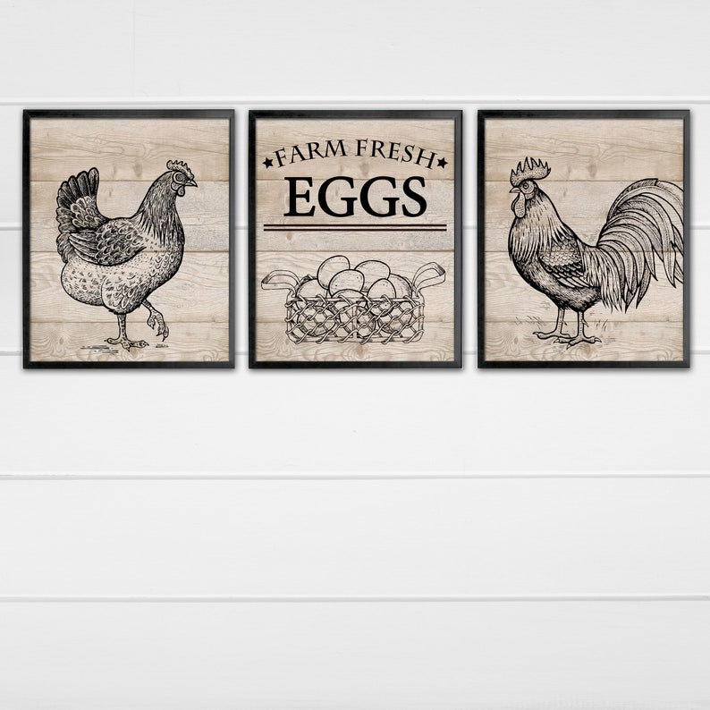 Vintage Farmhouse Decor Chicken Rooster Farm Fresh Eggs | Etsy