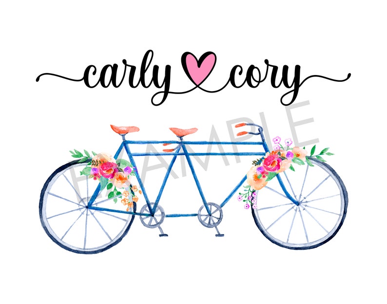 Tandem Bicycle Watercolor Floral Bicycle for Two Etsy