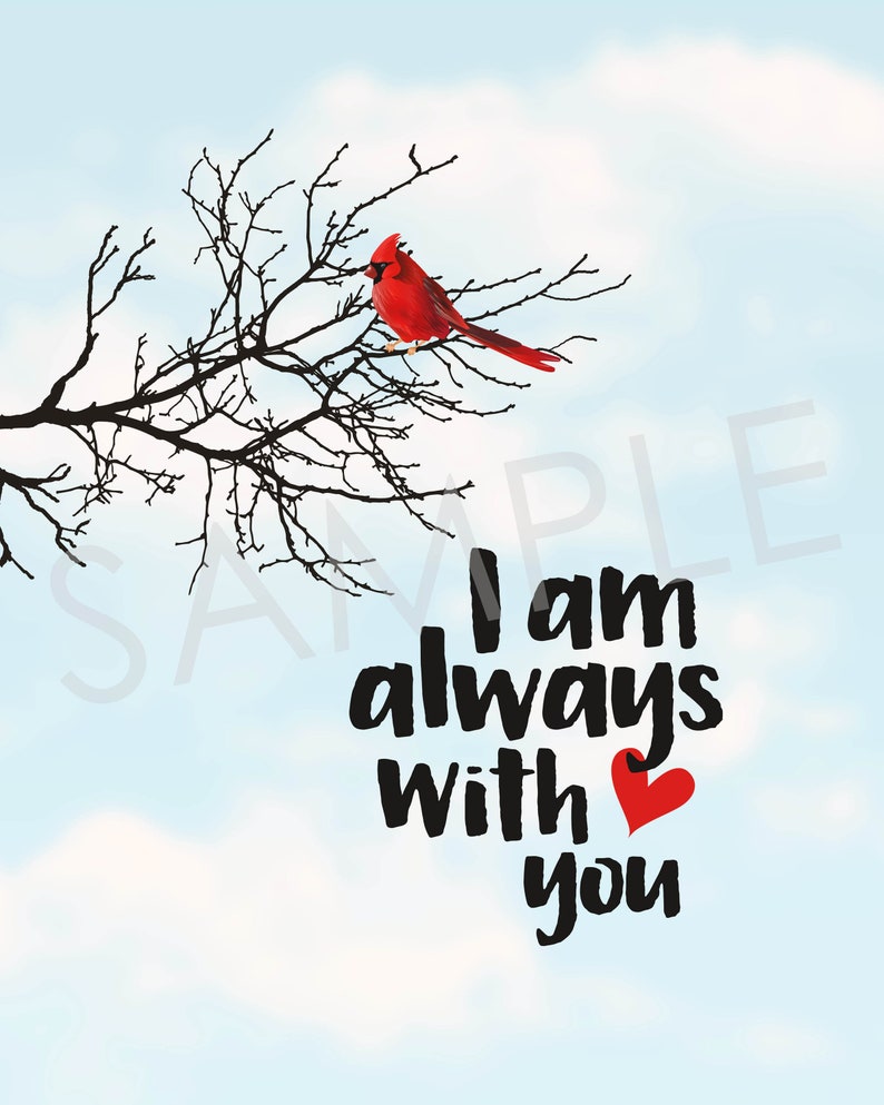 I Am Always With You Cardinal On Branch Red Bird Printable Etsy