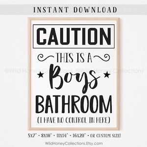 Let op: dit is een jongensbadkamer, grappig bord, afdrukbaar badkamerdecor, INSTANT DIGITALE DOWNLOAD