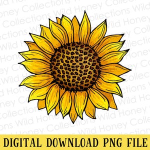 Leopard Sunflower PNG File: Sublimation Clipart (Digital Download)