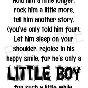 Hold Him A Little Longer Little Boy Poem Son Poem Boy's - Etsy