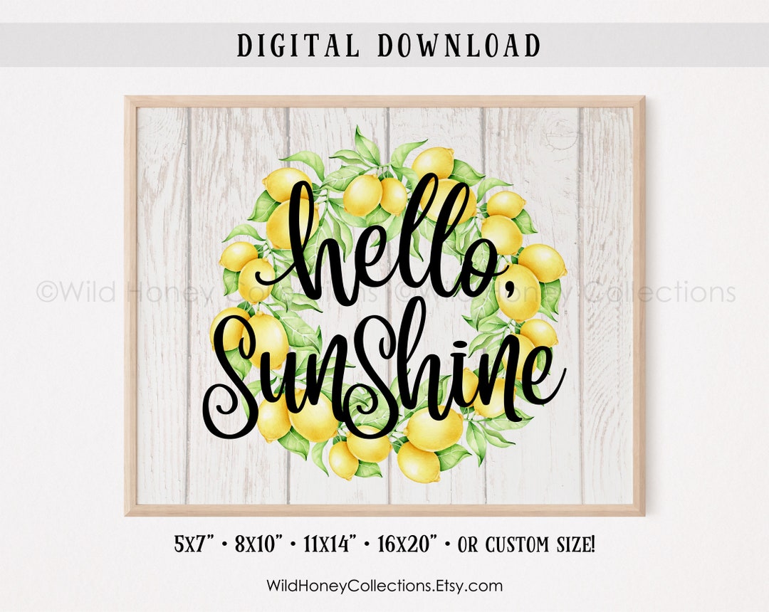 Hello Sunshine, Printable Lemon Decor, Tiered Tray Decor, Summertime ...