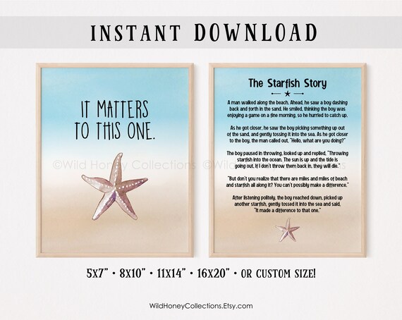 The Starfish Story It Matters to This One Printable Decor | Etsy