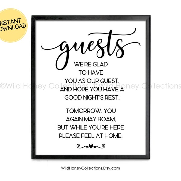 Guest Room Decor, Guest Poem, Printable Wall Decor, Farmhouse Sign, INSTANT DIGITAL DOWNLOAD