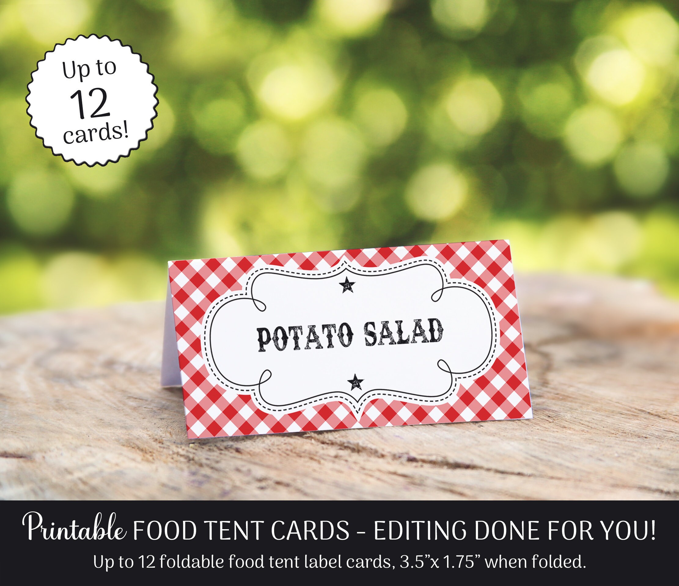 BBQ Food Tent Cards Food Labels 