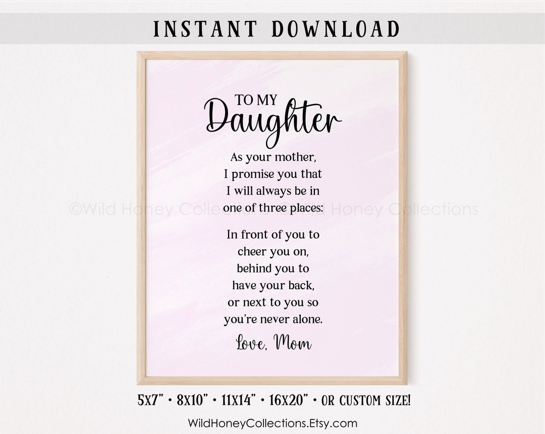 An meine Tochter, druckbares Gedicht, Mutter Tochter Geschenk, druckbare Wanddekoration