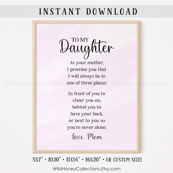 To My Daughter Poem Print: Mother Daughter Gift (Digital Download)