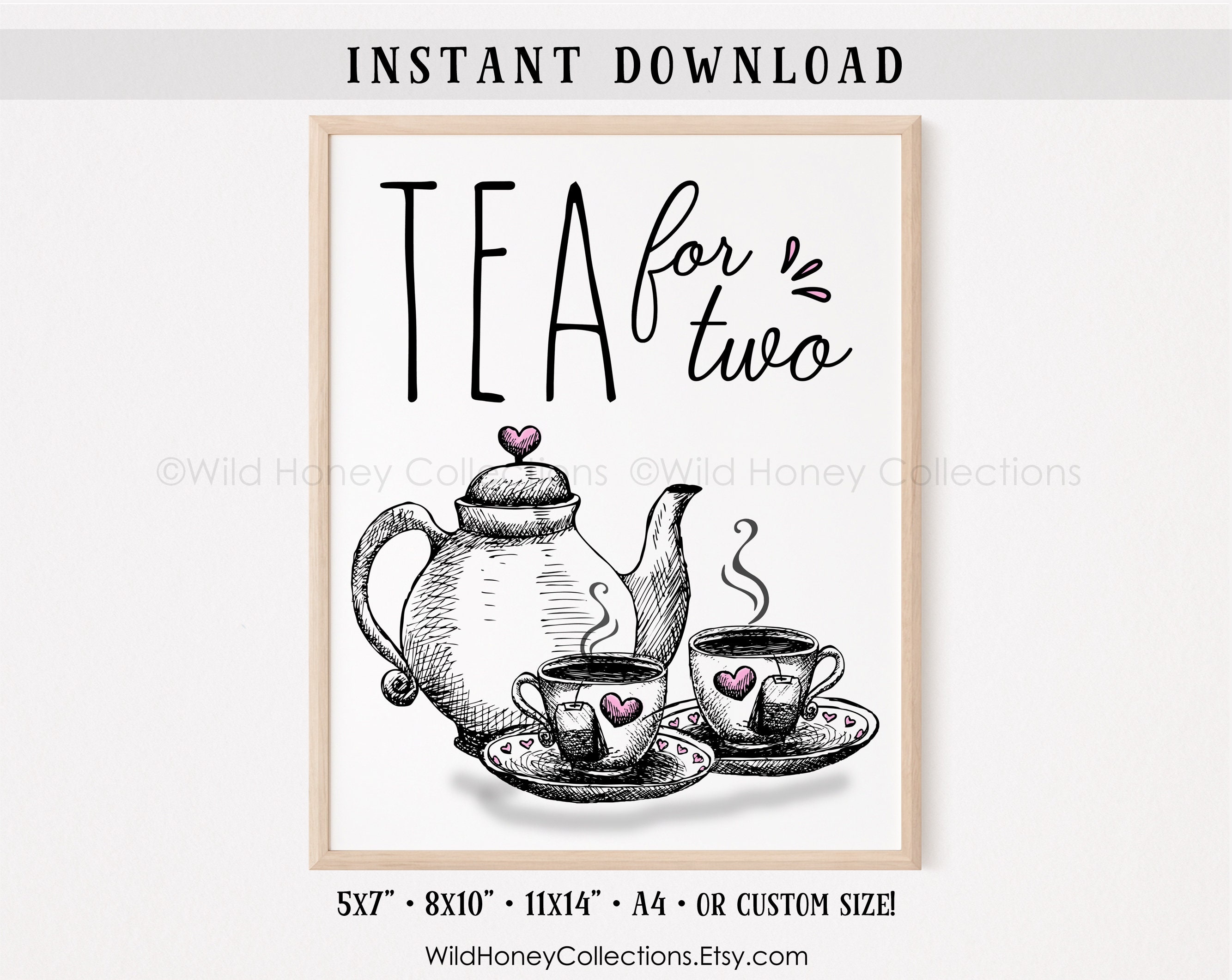 Rae Dunn Inspired Printable Wall Decor Tea for Two Tea Time - Etsy
