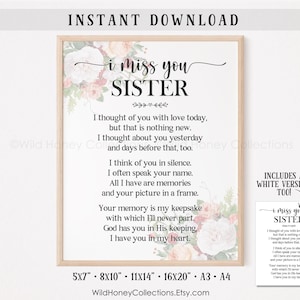 Poema conmemorativo para una hermana / Regalo de pérdida y duelo / DESCARGA DIGITAL