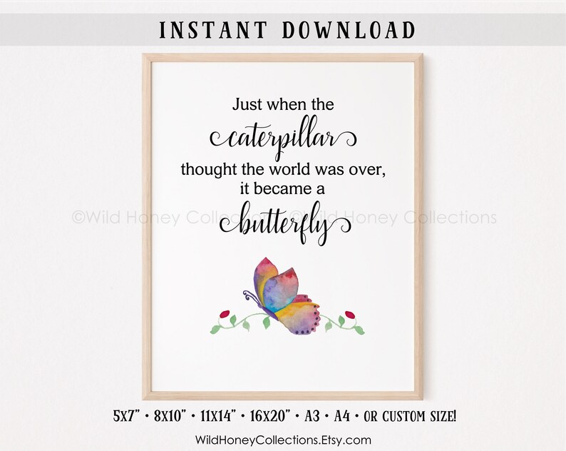 Inspirational Butterfly Quote Art Print | DIGITAL DOWNLOAD - Etsy