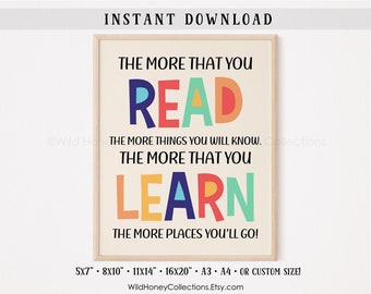 Colorful Reading Room Print: Kids Wall Art (Digital Download)