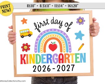 Printable First Day of Kindergarten Sign | 2026 2027 DIGITAL DOWNLOAD