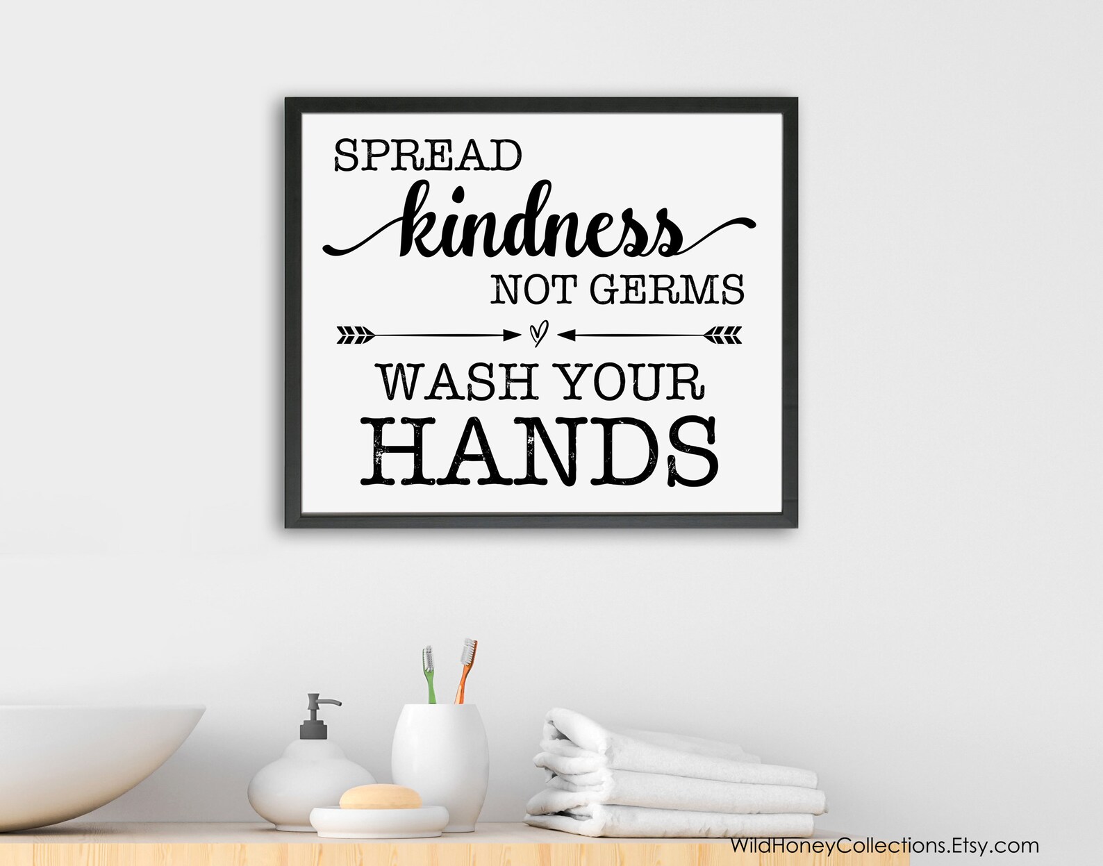 Spread Kindness Not Germs, Wash Your Hands, Printable Farmhouse ...