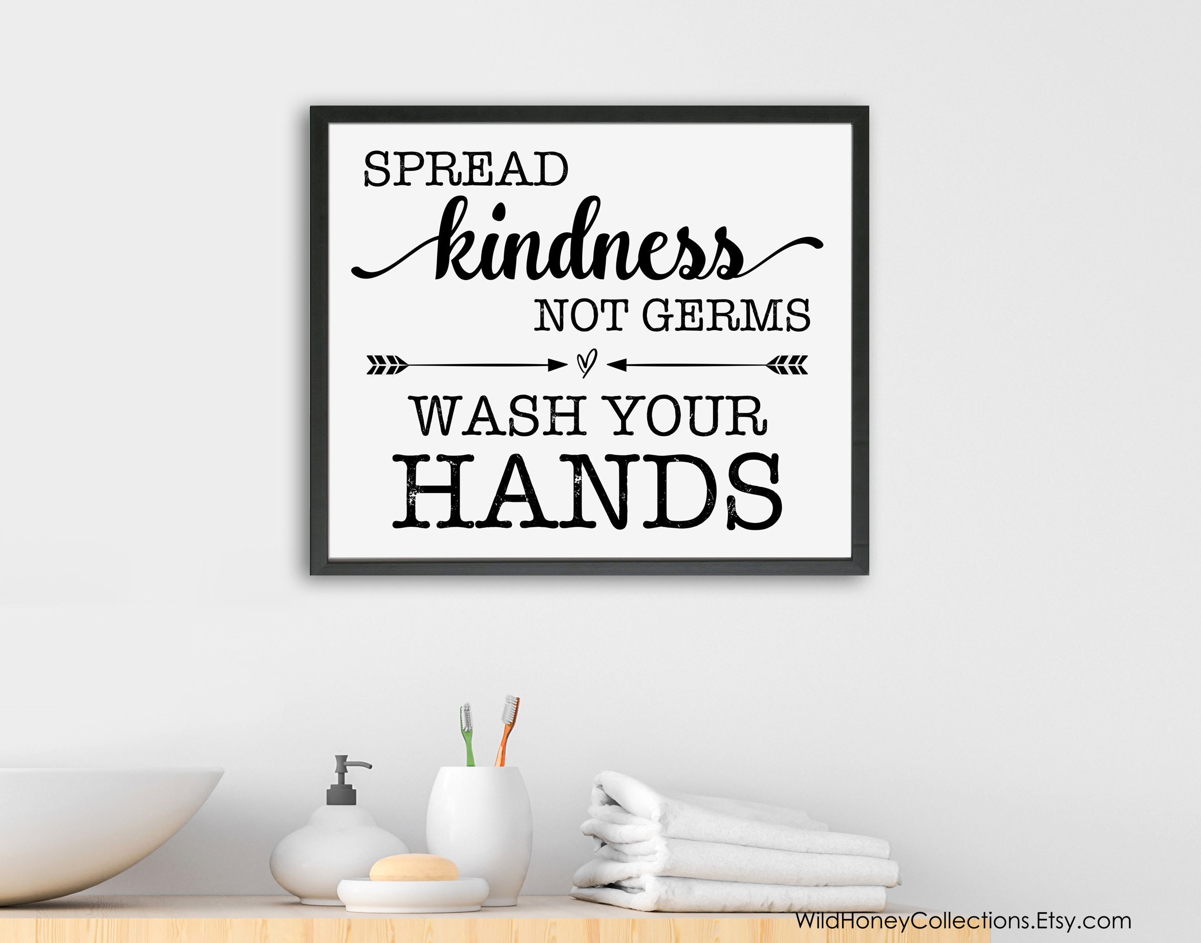 Spread Kindness Not Germs Wash Your Hands Printable Etsy