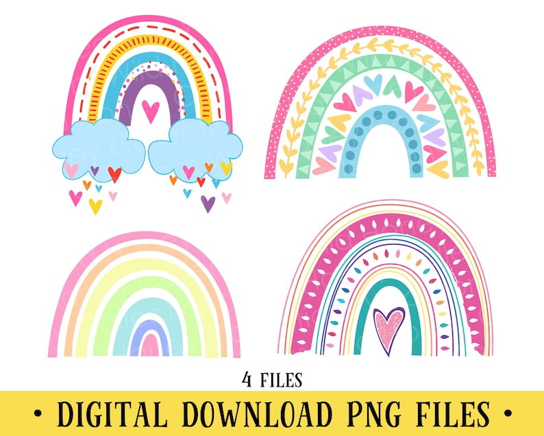 Boho Rainbow PNG Files: Colorful Pastel Clipart (digital Download) - Etsy