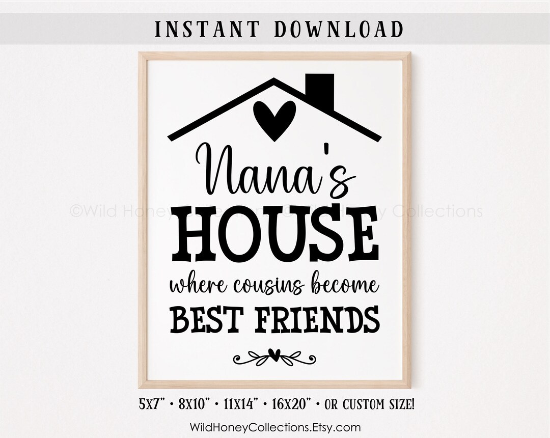 Nana's House, Where Cousins Best Friends, Printable Decor, Gift