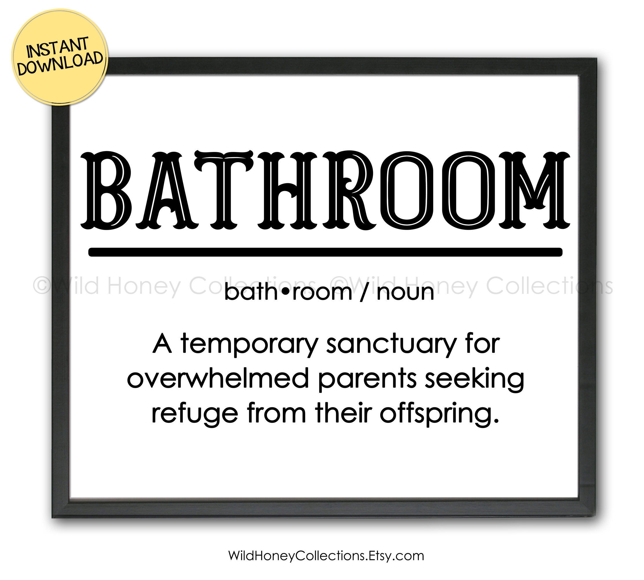 Bathroom Definition Printable Bathroom Decor Farmhouse Bath Etsy