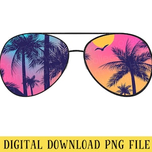 Aviator Sunglasses, PNG File, Beach Scene, Transparent File, Sunshine, Sublimation, Crafting, INSTANT DOWNLOAD