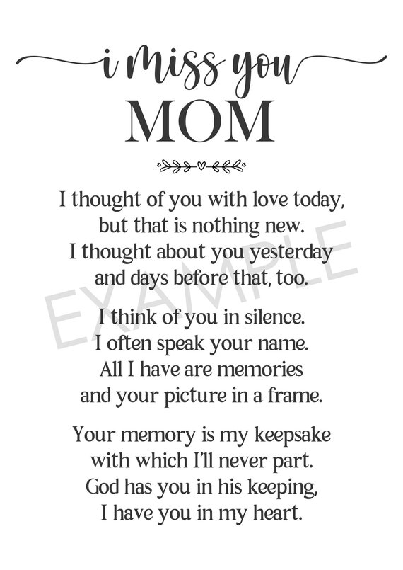 Missing You Mom Poems