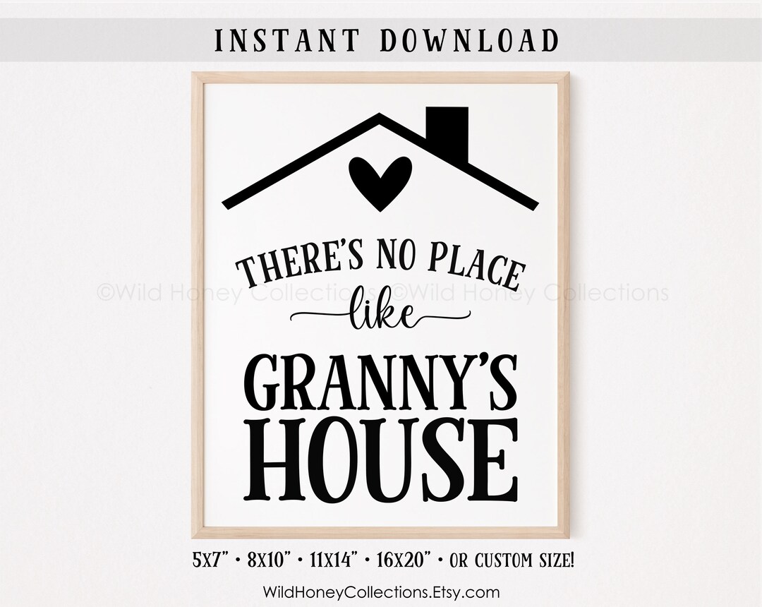 There's No Place Like Granny's House, Printable Decor, INSTANT DIGITAL ...