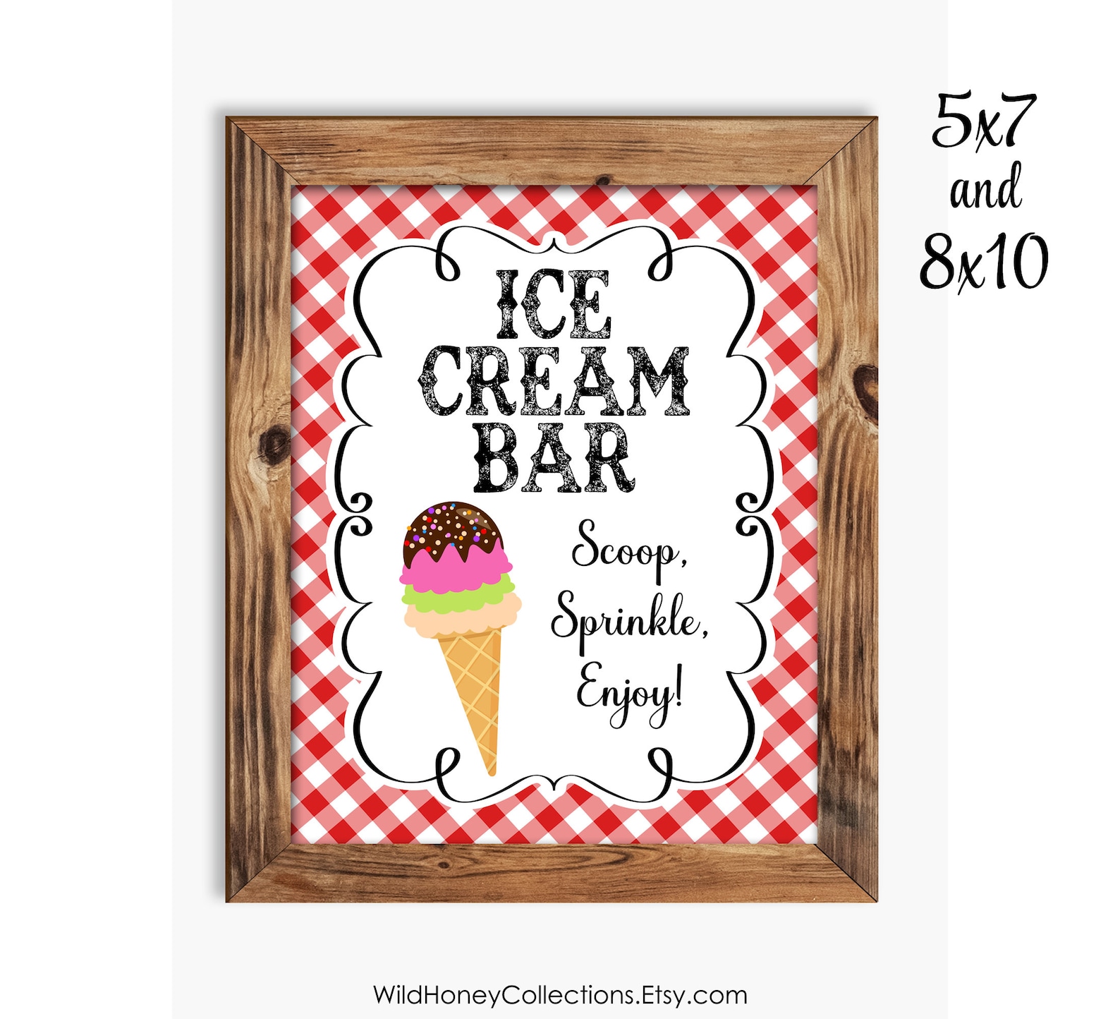 Ice Cream Bar Sign Printable I Do BBQ Sign Red White Etsy UK