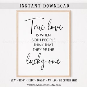 Citação de amor verdadeiro, decoração para impressão, placa de quarto, placa romântica, DOWNLOAD DIGITAL INSTANTÂNEO