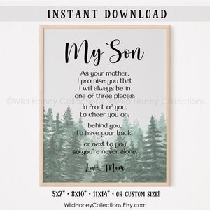 To My Son Poema Imprimible, Regalo Madre A Hijo, Decoración De Pared Imprimible, Tarjeta de Felicitación, DESCARGA DIGITAL INSTANTÁNEA